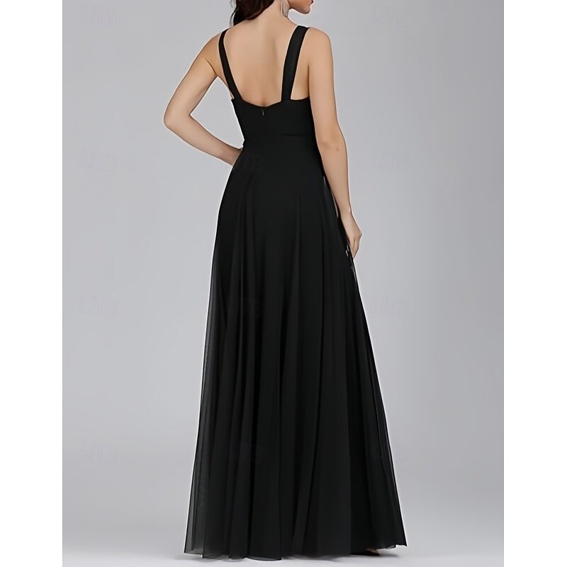 A-Line Wedding Guest Dresses Elegant Dress Wedding Guest Engagement Floor Length Sleeveless V Neck Chiffon with Pleats Butterfly2