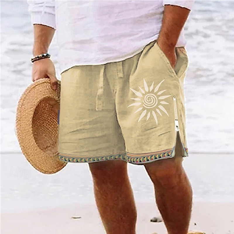 Men's Sun Graphic Prints Swim Trunks Swim Shorts Board Shorts Mid Waist Streetwear Hawaiian Designer Casual Daily Holiday Zipper Pocket Elastic Waist Designer Clothing Apparel2