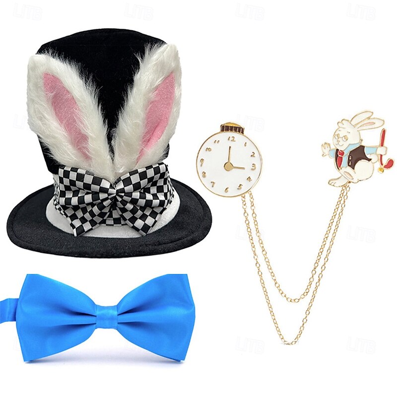 Alice in Wonderland Fairy Tale Mad Hatter Accessories Set Storybook Characters Cosplay Movie Cosplay for Unisex Kids Adults' Halloween Carnival World Book Day Performance Educational Dress Up School4