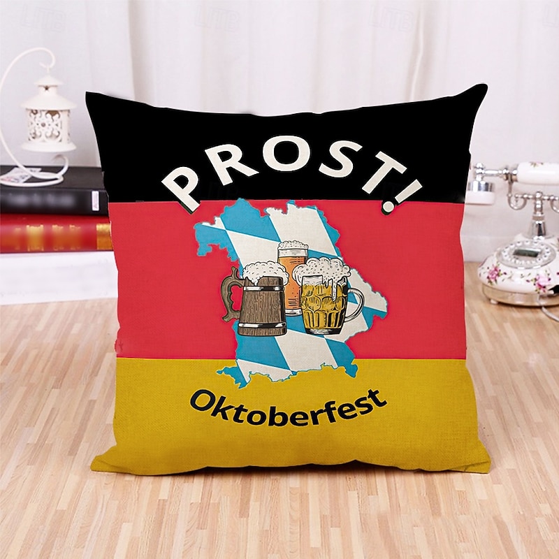 Oktoberfest German Bavarian Decorative Toss Pillows Cover 1PC Soft Square Couch Cushion Funny Beer Quote Design