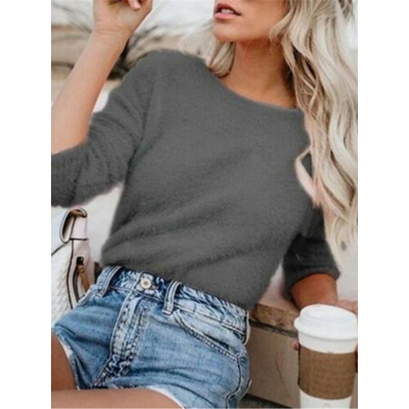 Women's Shirt Solid Color Stylish Casual 3/4 Length Sleeve Boat Neck Regular Tops Daily White Pink Beige Gray Spring Fall2
