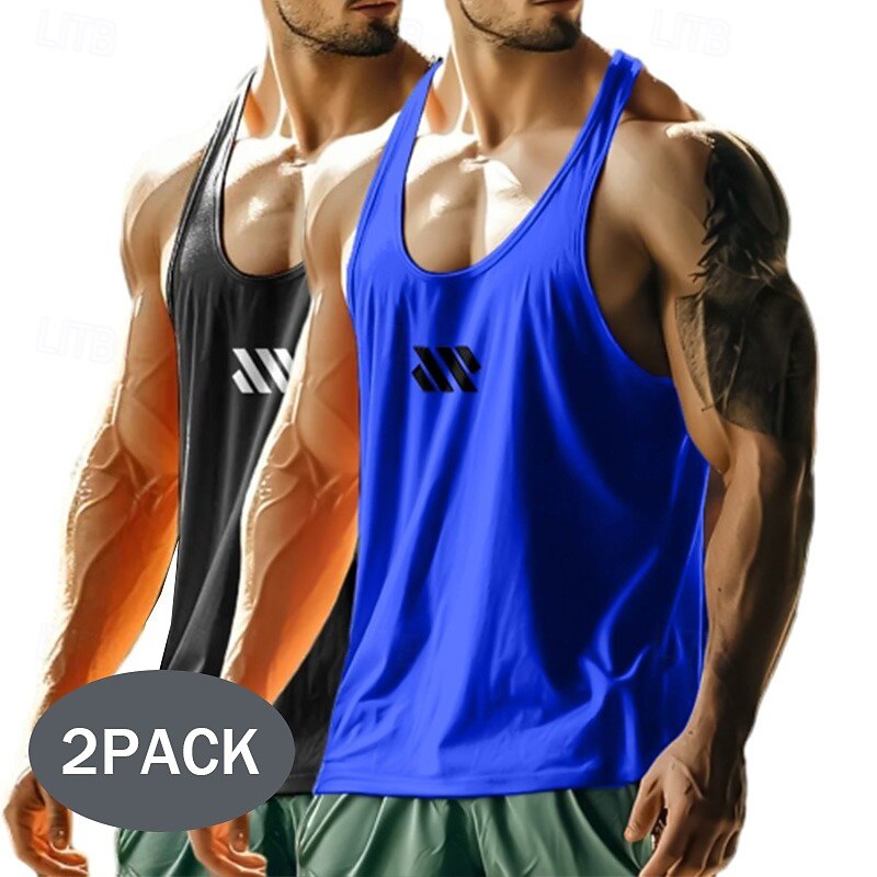 Men's Tank Top Vest Sleeveless Shirt Gym Muscle Tee Sleeveless U Neck Scoop Neck Summer Plain Fashion Sporty Classic 2 Piece Multi-pack Casual Sports Fitness Red+Light Grey Gray+White Black+Gray Top