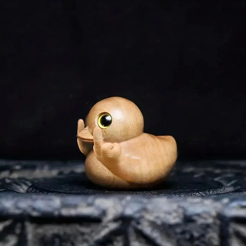 Funny Handmade Middle Finger Duck Statue, Wooden Carved Desk Decor, Unique Gift for Adults, Office Humor Ornament, Cheeky Animal Figurine3
