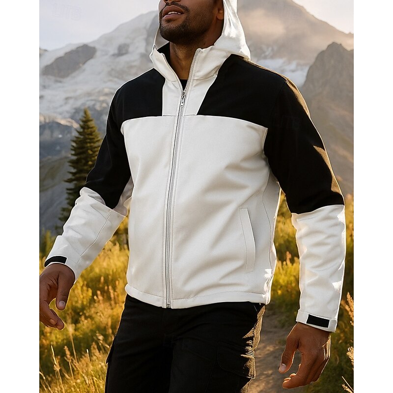 Men's Hiking Jacket Sport Jacket rain coat Outdoor Waterproof Breathable Quick Dry Lightweight Hiking Outfits Hiking Clothes Spring Autumn / Fall Jacket Tennis Golf Running Patchwork White Pink Red4