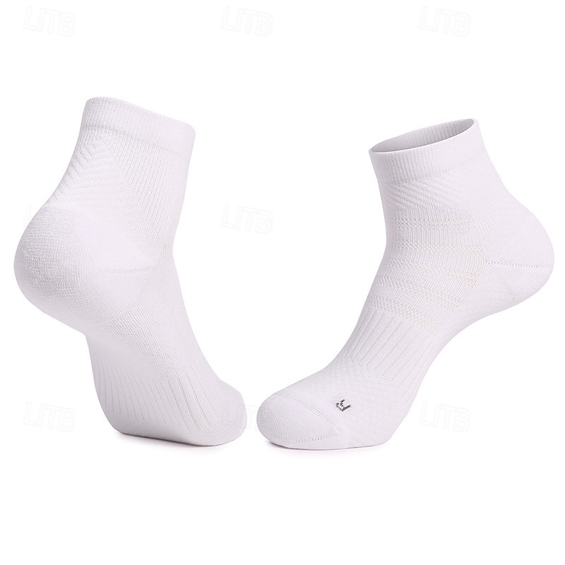 1 Pair Men's Running Socks Sports Socks Breathable Quick Dry Anti-Bacterial cushioned Outdoor quarter crew Patchwork Nylon White Light Green Cream for Ski / Snowboard Running Camping / Hiking / Caving