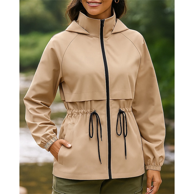 Women's Hiking Jacket Sport Jacket Outdoor Waterproof Windproof Quick Dry Lightweight Hiking Outfits Hiking Clothes Spring Autumn / Fall Jacket Tennis Golf Running Solid Color Black White Coffee