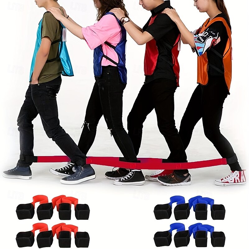 4 Legged Race Band Walker With Storage Bags Outdoor Party Game Birthday Holiday Party Team Building Field Day Picnic Game Relay Race Family Backyard Fun