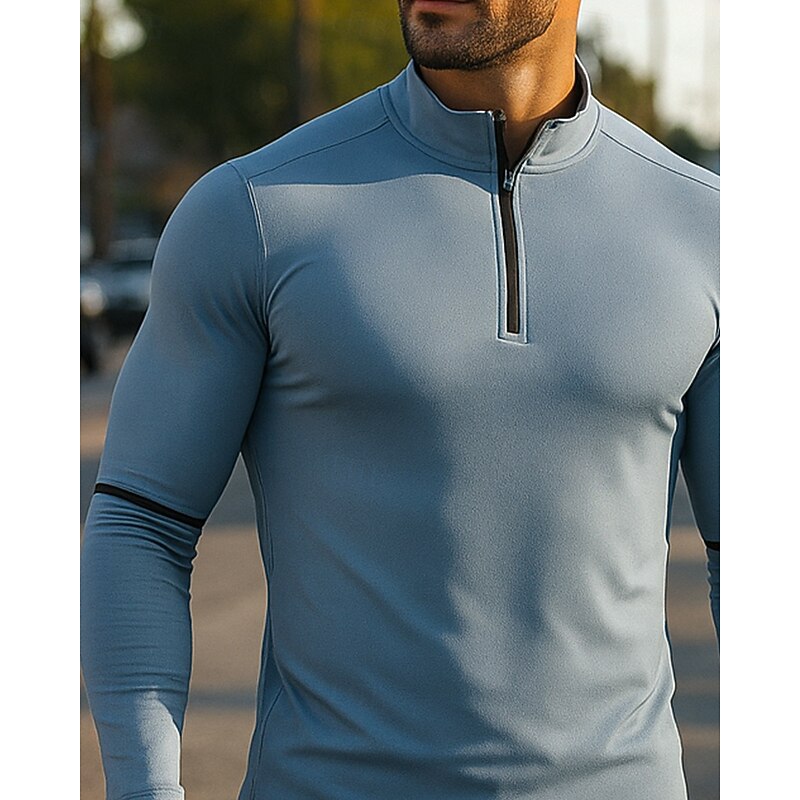 Men's Running Top Running Shirt Quarter Zip Long Sleeve Tee Tshirt Solid Colored Quick Dry Lightweight Breathable Tennis Golf Running Sportswear Activewear Dark Grey Black White3