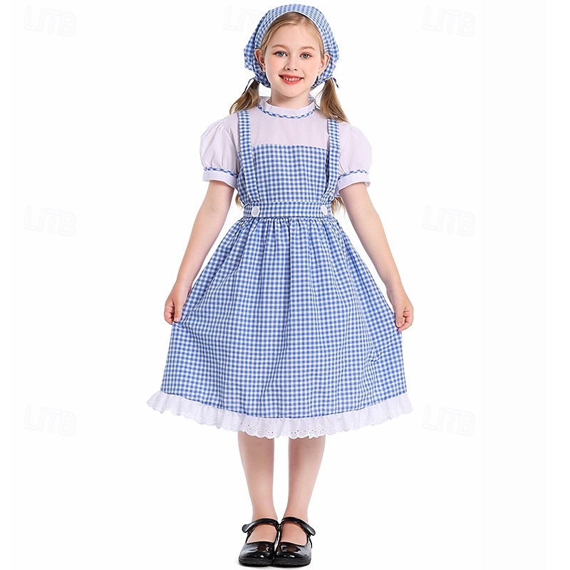 The Wizard of Oz Fairy Tale Dorothy Dress Outfits Costume Storybook Characters Traditional Movie Cosplay for Girls' Kid's Halloween Carnival World Book Day Performance Educational Dress Up School2