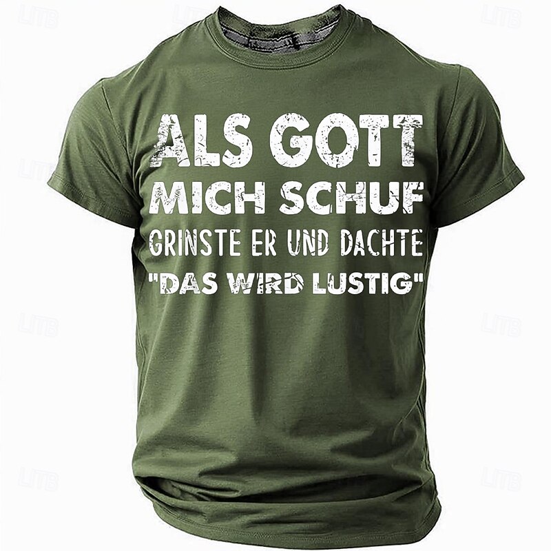 Men's Funny Short Sleeve T-Shirt with 'When God Created Me He Grinned That Will Be Funny' Quote, Humorous Lifestyle Tee Top2