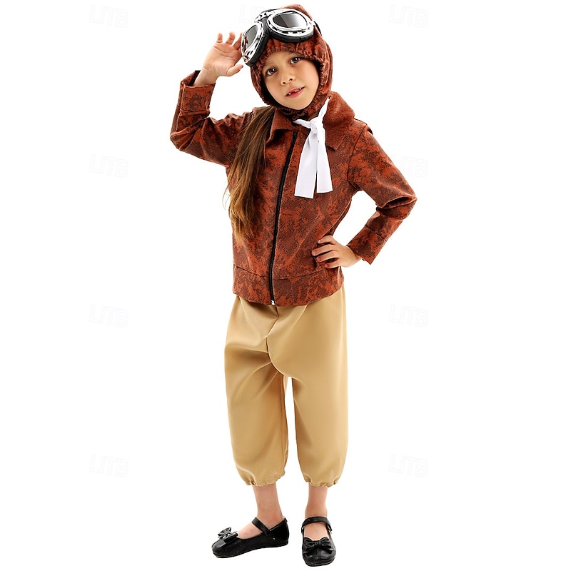 Pilot Aviator Halloween Dress Outfits Costume STEM Day Career Role Play Cosplay Kid's Boys' Girls' Halloween Carnival World Book Day Performance Educational Dress Up School Event Dress Up Easy2