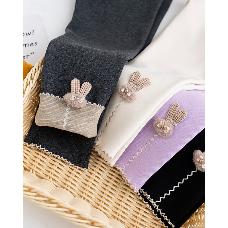 Kids Girls' Leggings Solid Color Daily Outdoor 4-12 Years Fall Black Purple Dark Gray