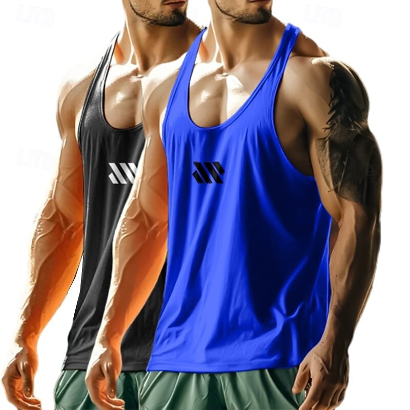 Men's Tank Top Vest Sleeveless Shirt Gym Muscle Tee Sleeveless U Neck Scoop Neck Summer Plain Fashion Sporty Classic 2 Piece Multi-pack Casual Sports Fitness Red+Light Grey Gray+White Black+Gray Top3