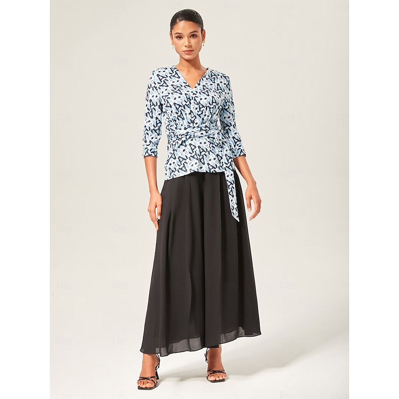 Stretch Geometric Print Waist-Tie Top3