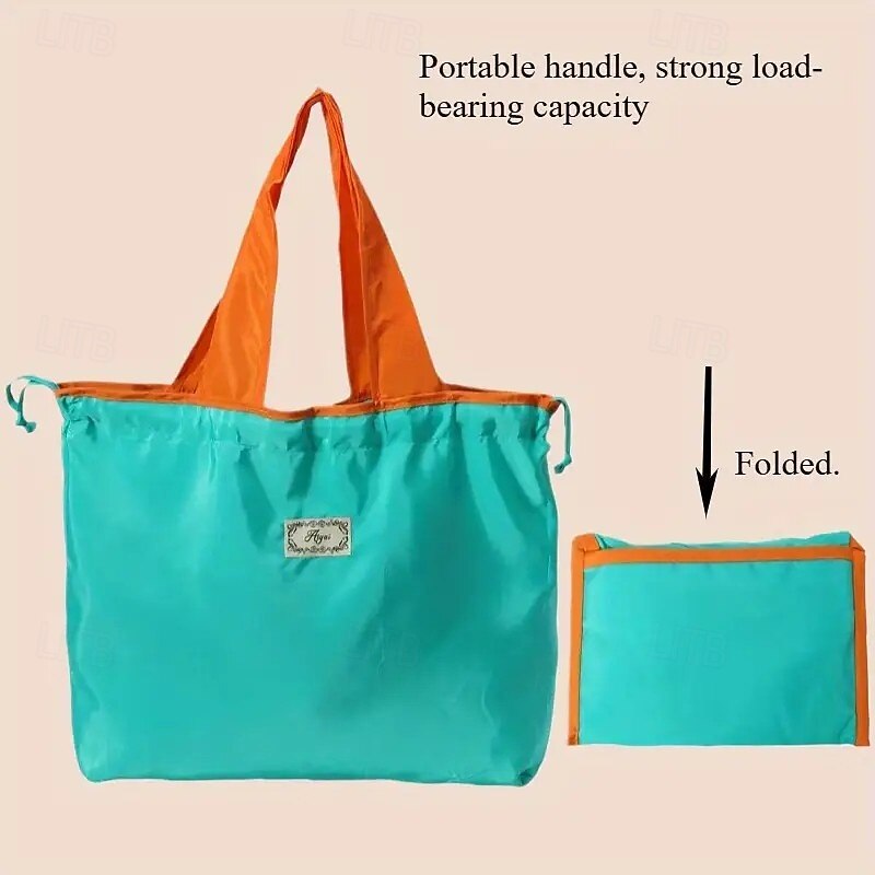 Reusable Foldable Backpack Tote Bag for Women, Large Capacity Nylon Shopping Bag, Portable Gift Bag for Teachers, Valentine's Day, Thanksgiving3