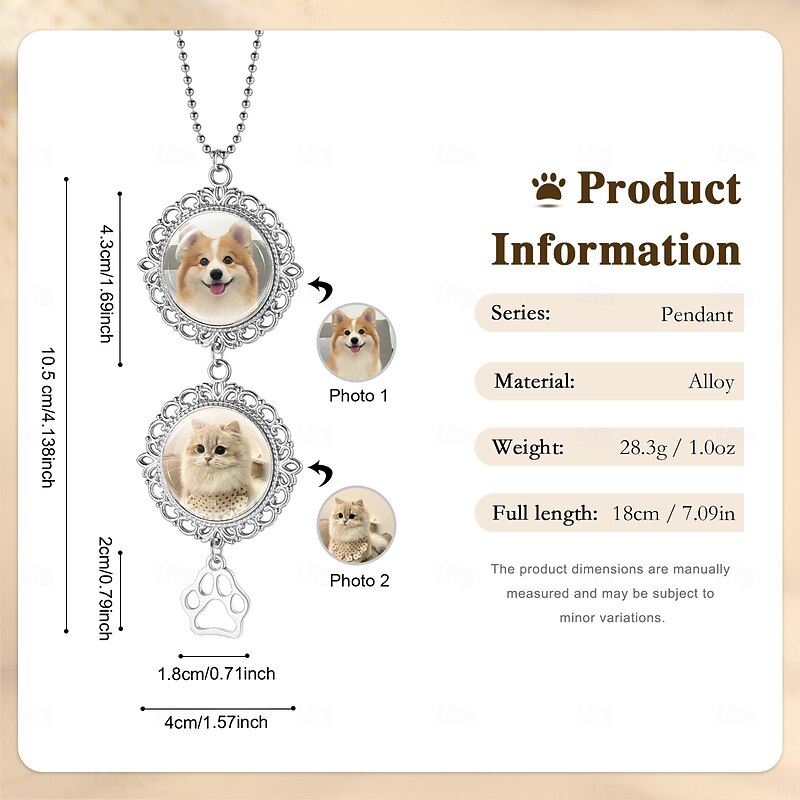 Personalized Memorial Car Rearview Mirror Pendant Custom Pet Photo Hanging Ornament, Memorial Pet Keepsake, Sympathy Gift for Pet Lovers, Car Decoration for Family & Friends4