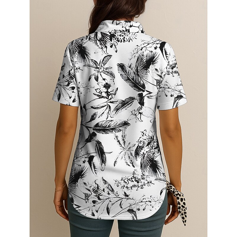 Women's Shirt Long Sleeve Button Down Blouse Floral Graphic Vintage Tropical Daily Sleeveless Short Sleeve Shirt Collar Regular Tops Daily Black White Pink Blue Purple Summer Spring2