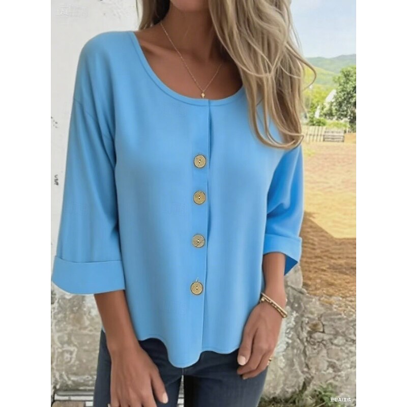 Women's Blouse Solid Color Elegant Stylish Casual Long Sleeve Crew Neck Regular Tops Daily Holiday Black White Blue Brown Beige Spring Fall2