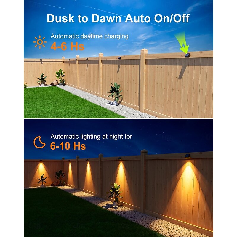 Solar Wall Lights Outdoor 1/2/3 LED Lenses Fence Lights Powered Outdoor Waterproof Warm White Auto On/Off LED House Number Lighting for Porch Patio Balcony Wall Yard Step Railing3
