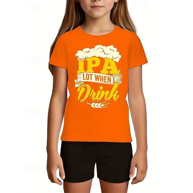 Girls' 3D Graphic T shirt Tee Short Sleeve Summer Spring Fashion Basic Kids 4-12 Years Crew Neck Outdoor Casual Daily Regular Fit3