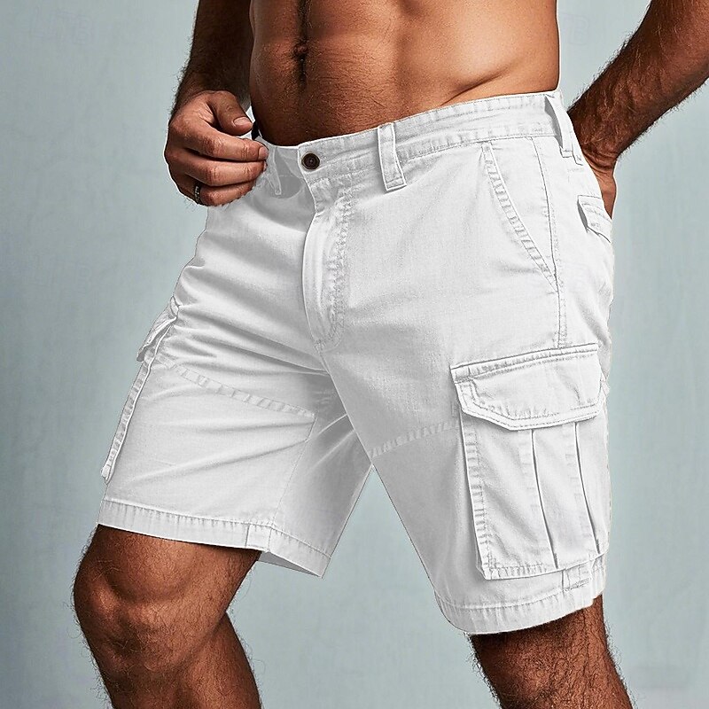 Men's Cargo Shorts Shorts Summer Shorts Multi Pocket Flap Pocket Plain Comfort Wearable Knee Length Outdoor Sport Daily Fashion Casual White Royal Blue2