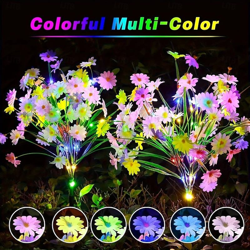 2PCS Solar Simulation Flower Lawn Light LED Path Light Outdoor Waterproof Villa Garden Park Walkway Terrace Driveway Holiday Party Landscape Decoration