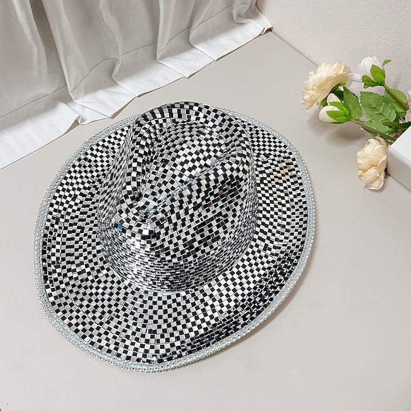 Disco Ball Cowboy Hat Mirror Mosaic Cowgirl Hat, Shiny Reflective Party Hat for Festival, Rave, Summer Dance Party, Costume Accessory3