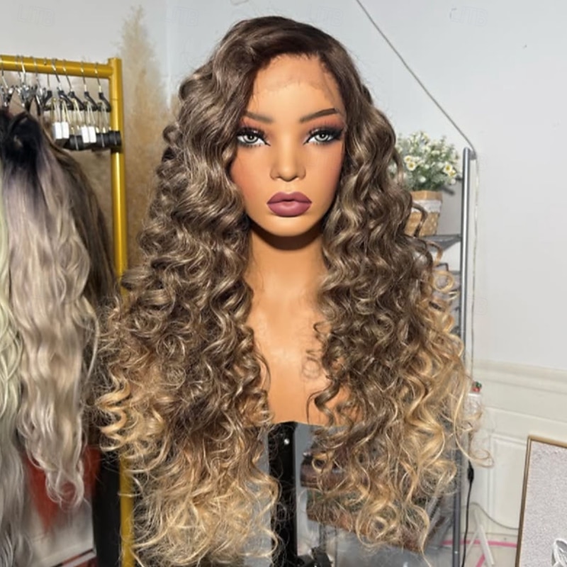 Remy Human Hair 5x5 Closure 13x4 Lace Front Wig Free Part Brazilian Hair Loose Wave Blonde Wig 130% 150% Density with Baby Hair Ombre Hair Highlighted / Balayage Hair 100% Virgin Glueless For Women2