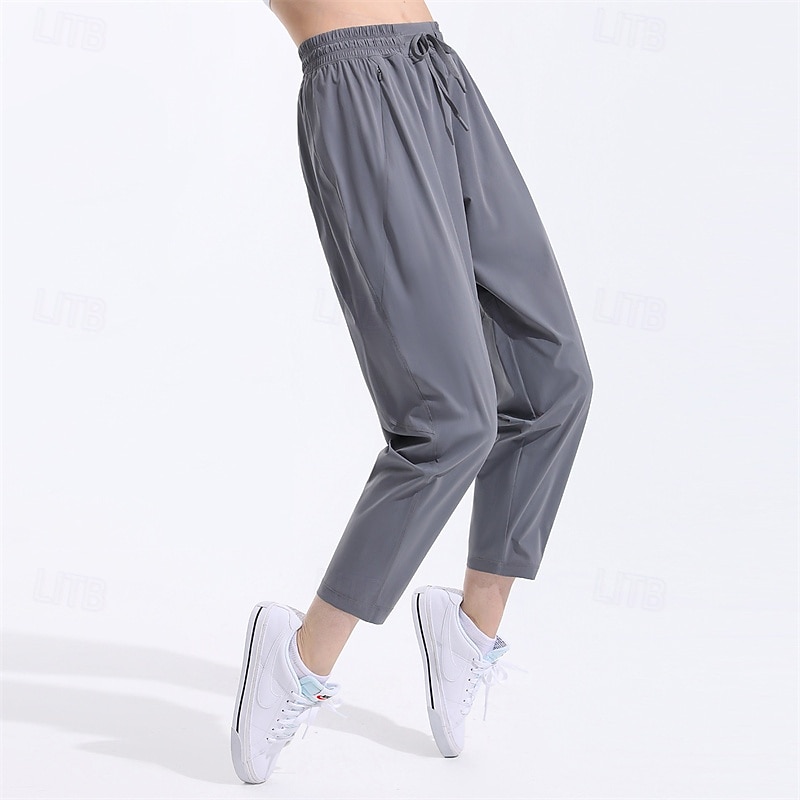 Women's fitness pants Pilates Pants Yoga Pants Drawstring with Pockets Lightweight High Waist Pilates Gym Zumba Bottoms Solid Color Green Light Grey Gray Modal Fall Sports Activewear Micro-elastic2