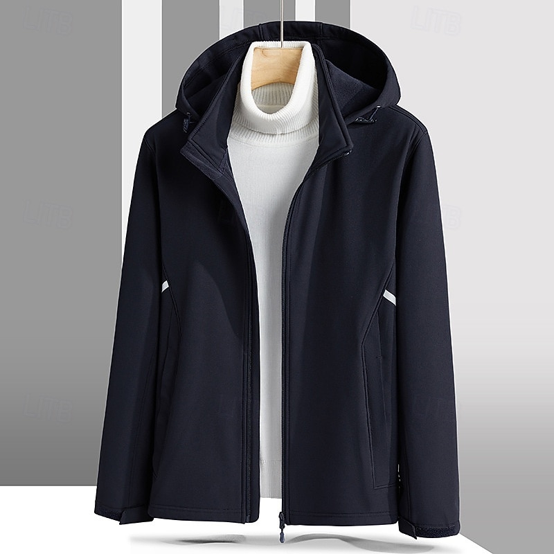 Men's Windbreaker Fleece Jacket Outdoor Thermal Waterproof Windproof Warm Hiking Outfits Hiking Clothes Spring Autumn / Fall Top Camping / Hiking / Caving Running Black Blue Green2