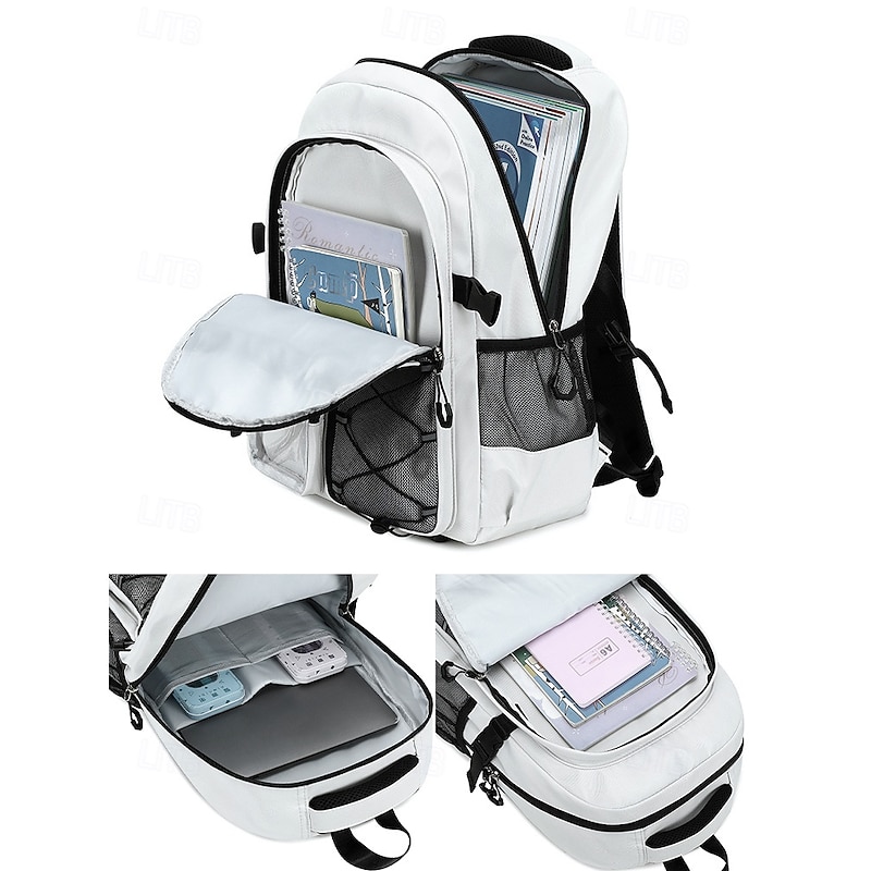 Unisex Waterproof School Backpack with Multi-Pocket Design and Laptop Compartment, Casual Large Capacity Travel Daypack for Students and Commuters4