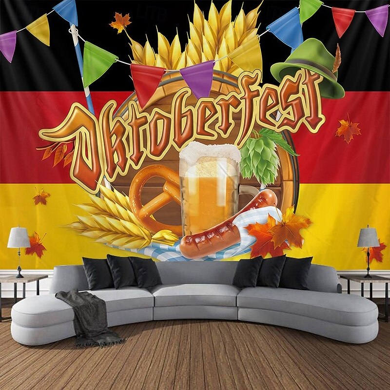 Oktoberfest German Bavarian Hanging Tapestry Pretzel Beer Wall Art Large Tapestry Mural Decor Photograph Backdrop Festival3