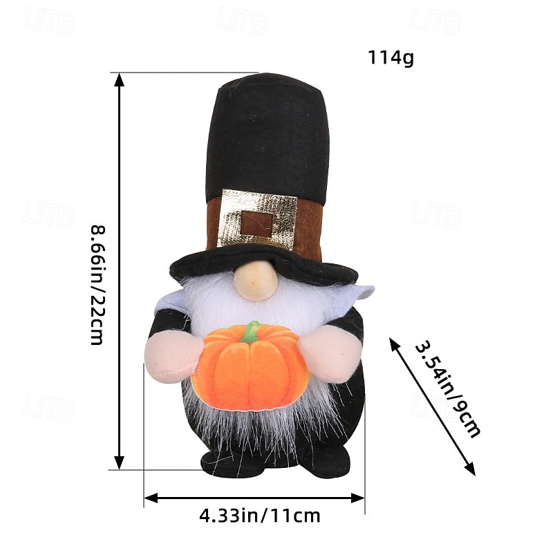 Fall Gnome Plush Doll with Pumpkin, Thanksgiving Harvest Faceless Gnome Decoration with Chef Hat, Autumn Table Decor for Home Kitchen Party Display4