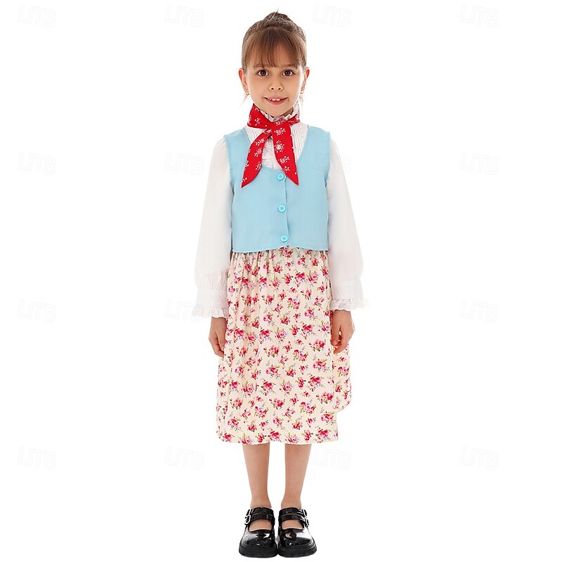 Prairie Girl Cosplay Costume Storybook Characters Movie Cosplay for Girls' Kid's World Book Day Performance Educational Dress Up School Event4