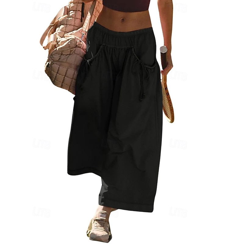 Women's Cargo Pants Pants Trousers Straight Fashion Streetwear Ankle-Length Natural Solid Colored Pocket Comfortable Micro-elastic Sports & Outdoor Daily Wear Black Pink Army Green Navy Blue Summer4