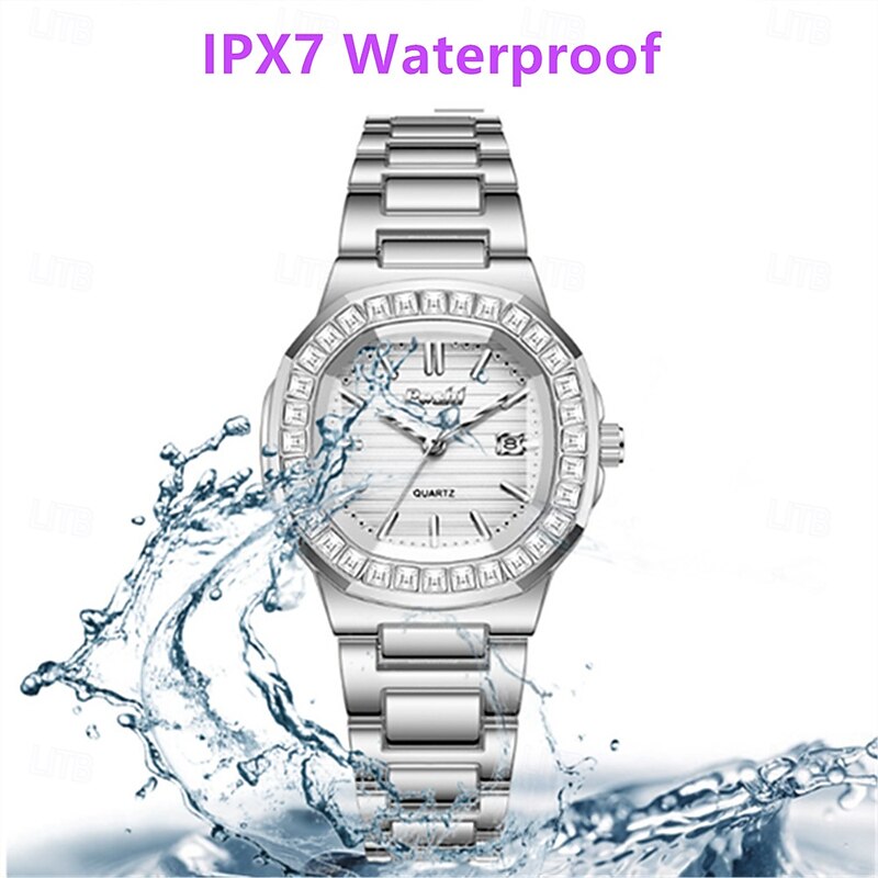 POSHI Brand Fashion Women's Watch with Rhinestones Roman Style Oval Watch IPX7 Waterproof Strap Calendar Quartz Watch Women's Business Watch4