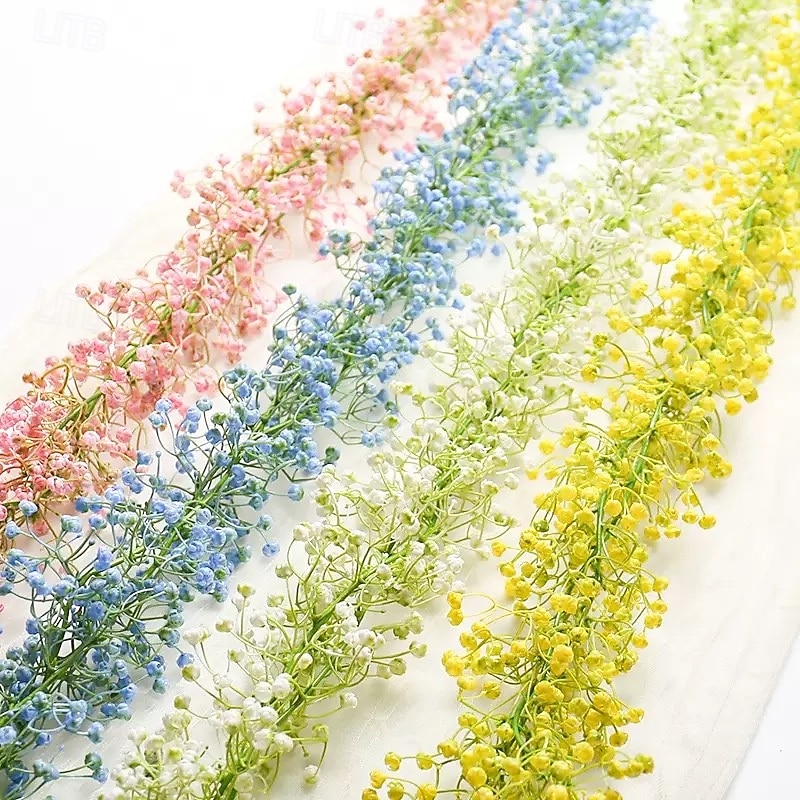 1 Bundle Artificial Hanging Vine Garland, Dense Plastic Gypsophila Wall Hanging Plant, Fake Flower Vine for Wedding Arch, Home Garden Party Decoration4