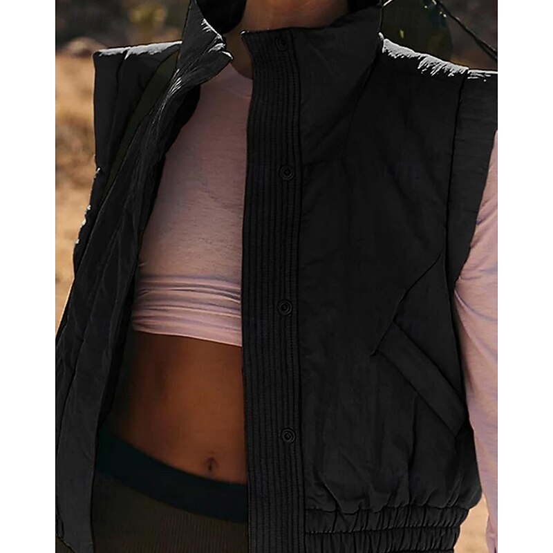 Women's Blouse Plain Modern Casual Sleeveless Turtleneck Regular Tops Holiday Going out Zipper Black White Purple Brown Apricot Fall4