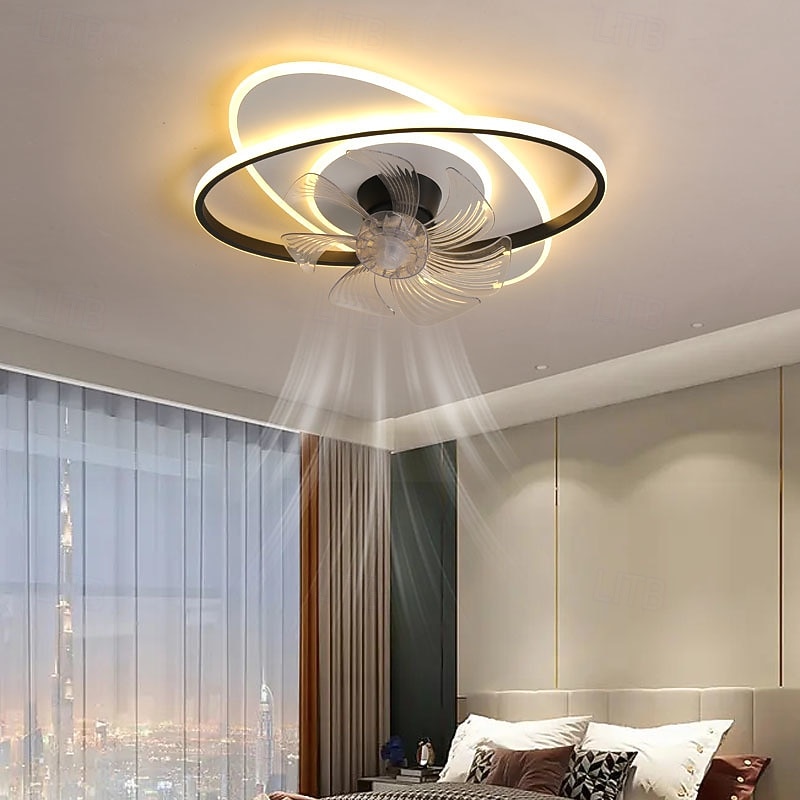 New Modern Minimalist Ceiling Fan Light, Bedroom/Dining/Study Room Oscillating