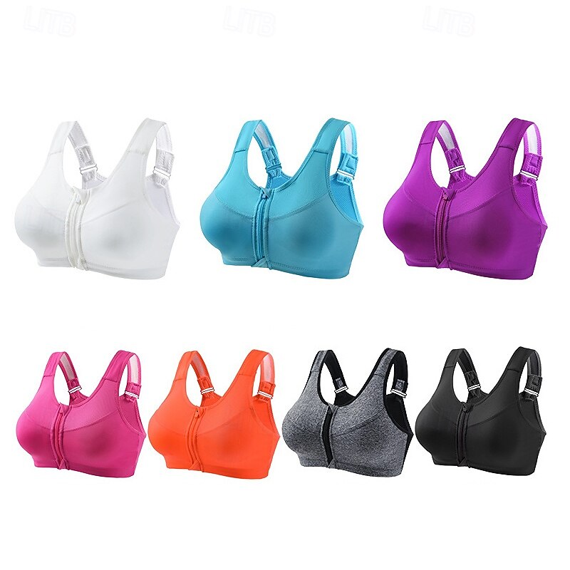 Women's Yoga Bra Sports Bra Pilates Bra Bra Top Push Up Seamless Anti-vibration Wireless Solid / Plain Color Sport Activewear Black White Gym Zumba Running2