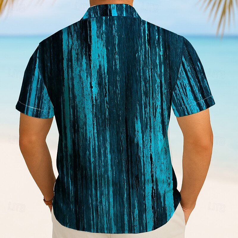 Men's Gradient Line Shirt Summer Shirt Button Up Shirt Short Sleeve Fashion Casual Outdoor Vacation Dailywear Summer Spring Turndown 3D Print Collared Shirts Wine Blue Purple Green2