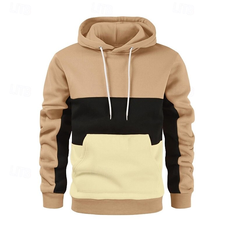 Men's Hoodie Pullover Hoodie Sweatshirt Fleece Hoodie Black White Red Green Khaki Hooded Color Block Color Block Sports & Outdoor Casual Daily Cotton Streetwear Cool Sportswear Fall Winter Clothing4