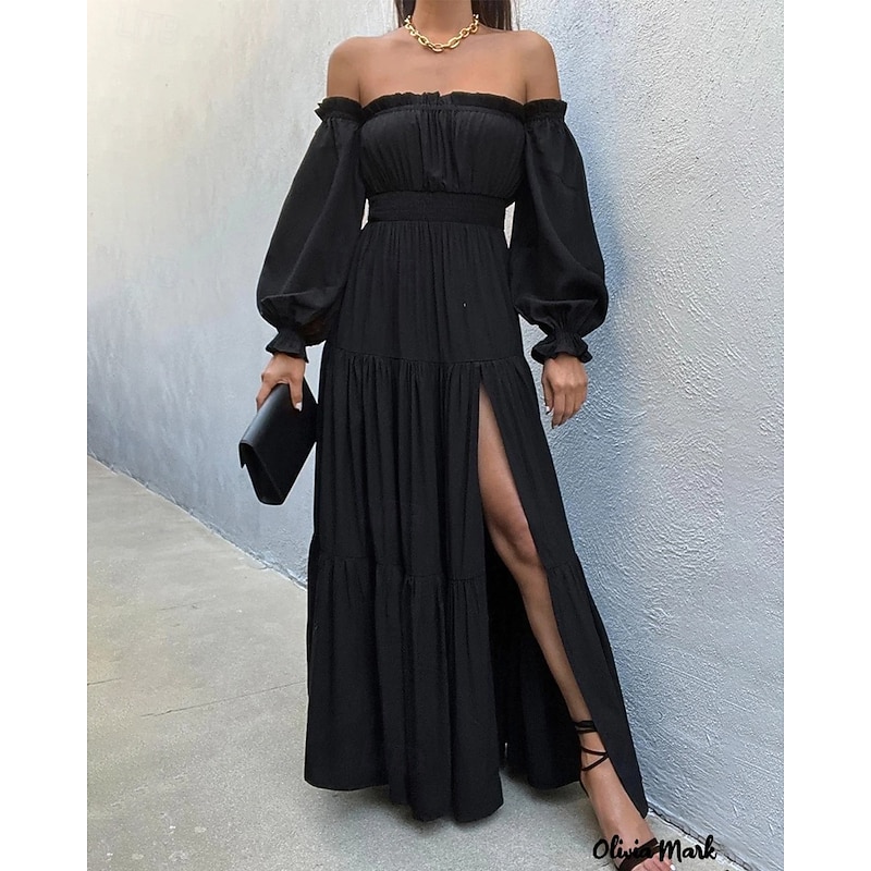 Women's Long Dress Maxi Dress Black Dress Cocktail Dress Formal Dress Peplum Dresses Fashion Modern Outdoor Vacation Holiday Regular Fit Plain 3/4 Length Sleeve Off Shoulder Black Red Beige Summer