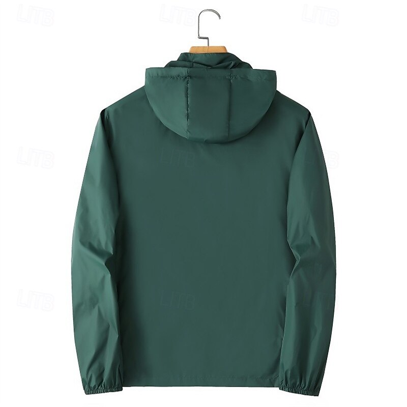 Men's Running Jacket Outdoor Jacket Full Zip Long Sleeve Outerwear Athletic Solid Colored Sun Protection Quick Dry Lightweight UV Cooling Tennis Golf Running Sportswear Activewear Army Green Blue2