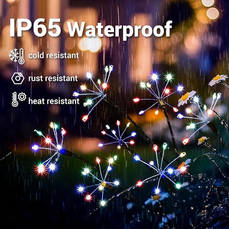Solar Garden Decor Lights Outdoor Solar Powered Lights Waterproof for Yard Patio Porch Flowerbed Fairy Gardening Supplies Gifts Firwork4