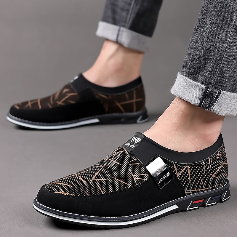 Men's Black Mesh Slip-On Casual Shoes with Star Pattern – Lightweight Streetwear Shoes for Travel, Urban Walks & Weekend Outings2