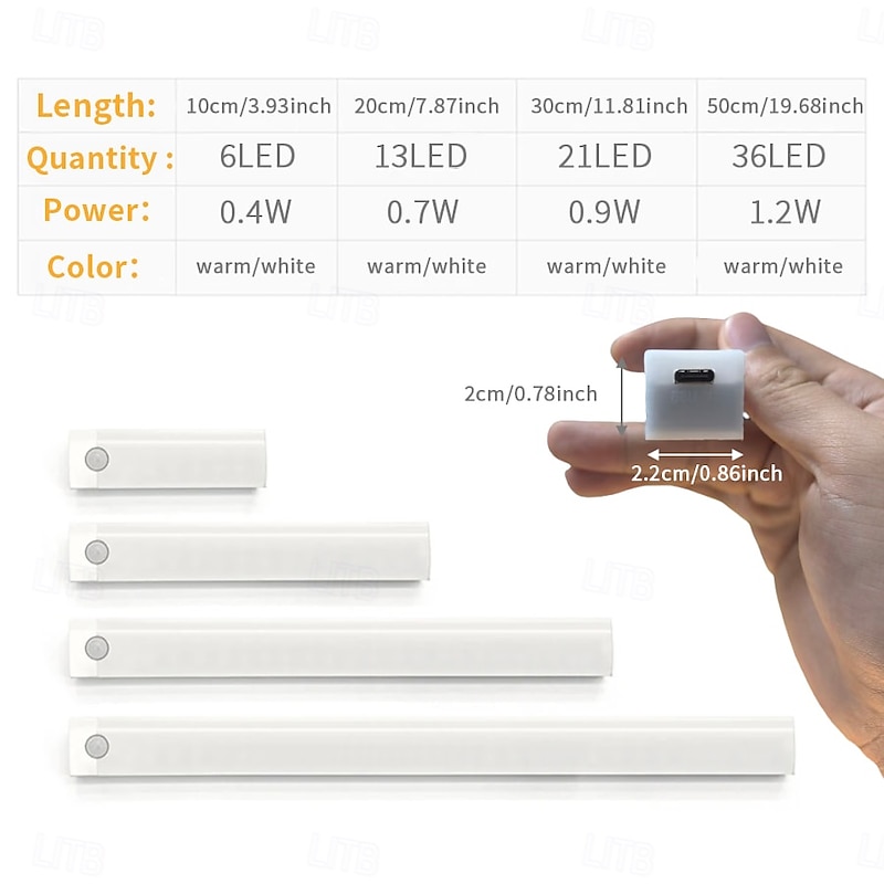Under Cabinet Lighting 1 PACK,  USB Charging Cabinet Light, Long Strip Intelligent Sensing Cabinet Light, for Bedroom Desks Corridors Stairwells Entrances Shoe Cabinets Wardrobes4