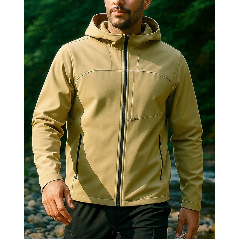 Men's Hiking Jacket Raincoat Sport Jacket Outdoor Waterproof Windproof Quick Dry Lightweight Hiking Outfits Hiking Clothes Spring Autumn / Fall Jacket Tennis Golf Running Solid Color Dark Grey Black