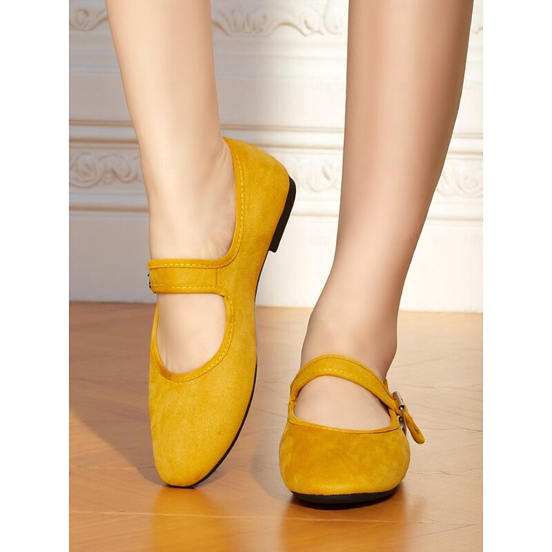 Women's Light Blue Suede Mary Jane Flats with Buckle Strap - Vintage-Inspired Comfortable Shoes for Casual Dates and Everyday Wear3