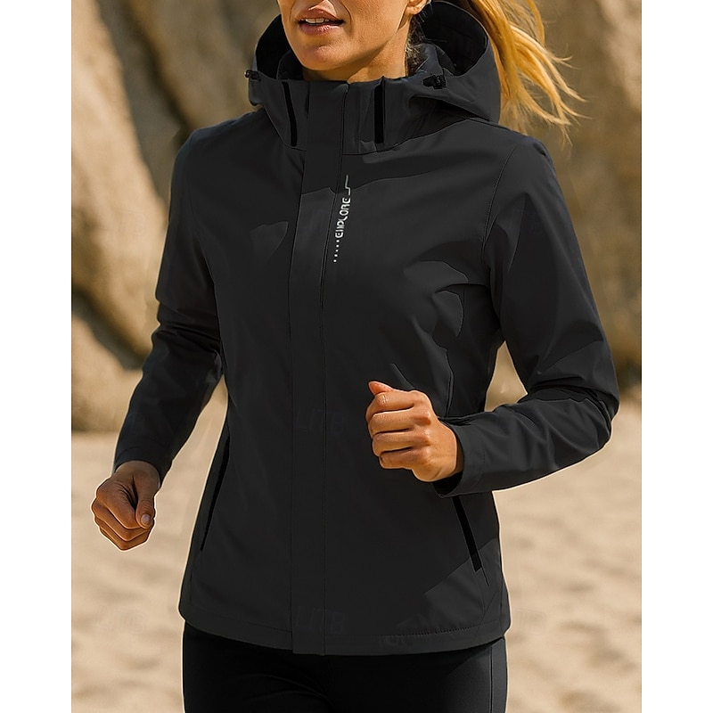 Women's Running Jacket Outdoor Jacket Drawstring Pocket Long Sleeve Top Athleisure Fall Solid Colored Waterproof Windproof Pilates Running Yoga Sportswear Activewear Violet Black White4